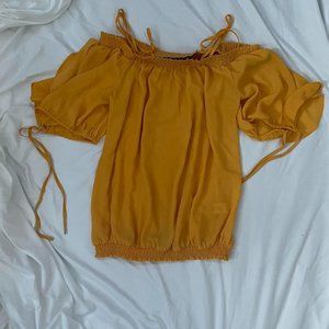 NEW YORK AND COMPANY yellow off the shoulder blouse